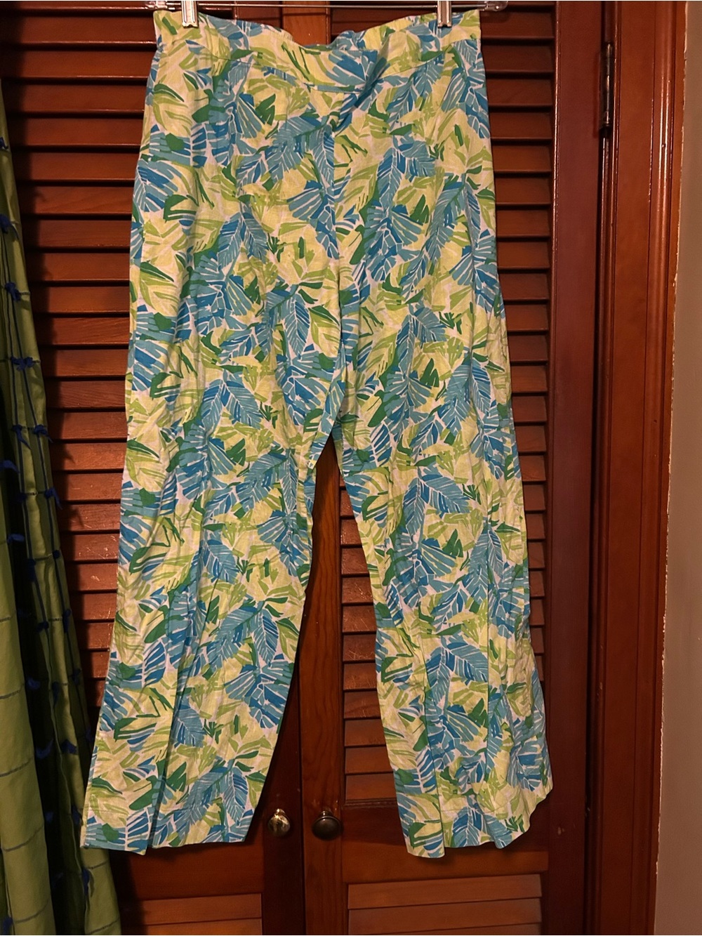 Island republic Tropical Print Linen-Blend Pants - Blue & Green